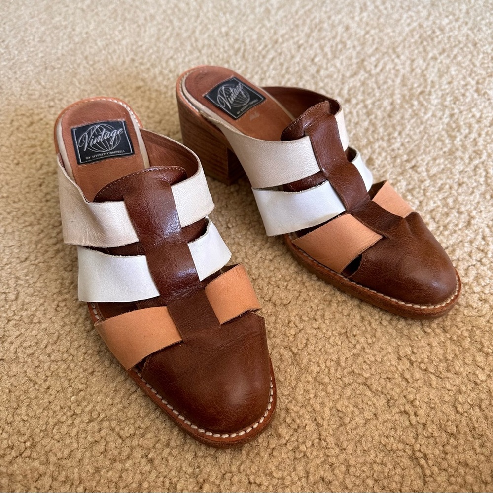 Jeffrey Campbell leather block heel mules